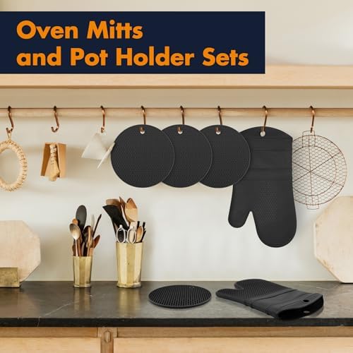 6 Pack Oven Mitts and Pot Holders Sets,Silicone Oven Mitts &Hot