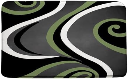 Geometric Large Long Bathroon Runner Rug,Sage Green Gray Black White
