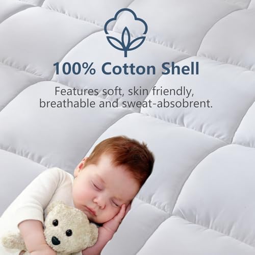 CozyLux Queen Size Mattress Pad Pillow Top Cotton Mattress Topper