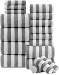 Jarson 18-Piece Striped Bath Towel Set -Highly Absorbent 6 Bath