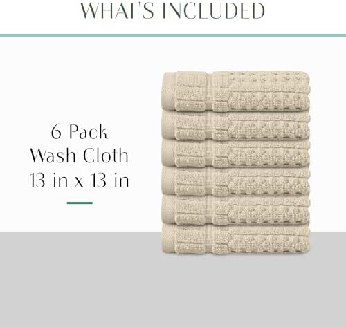 Home Weavers Willow Collection Wash Cloths Set of 6 | 100% Cotton Zero