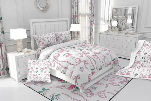 jejeloiu Pink Girls Bow Reversible Throw Pillow Covers for Kids Kawaii