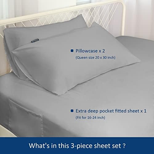 Moonsea Twin XL Sheet Sets Extra Deep Pocket, 3Pcs with Side Pocket