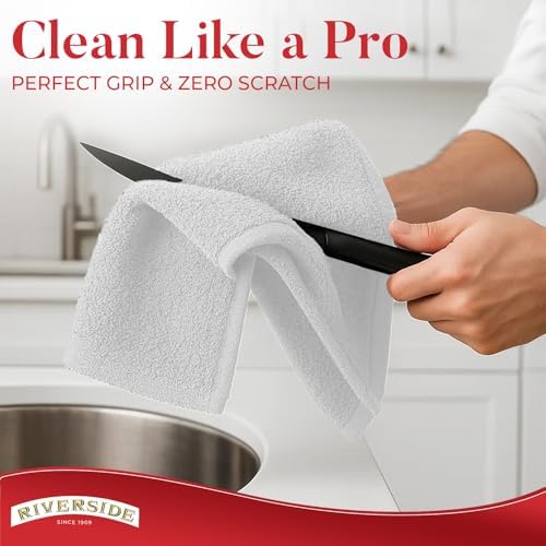 RIVERSIDE 12 Pack Kitchen Bar Mop Towels, 16x19 Inches, 100% Cotton