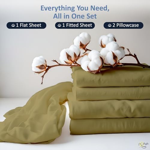 Cottington Lane Full Sheet Set, 4 Piece 100% Cotton, 16" Deep, Taupe