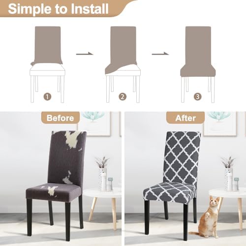 SearchI Dining Room Chair Covers Set of 6, Stretch Spandex Kitchen