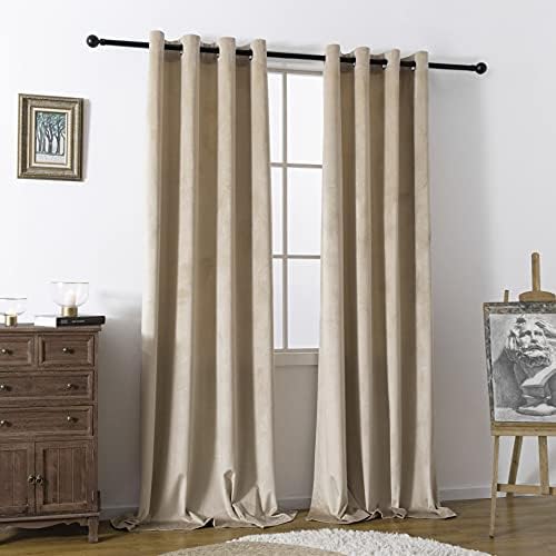 VANASEE Velvet Curtains 2 Panels 120 inches Long - Room Darkening