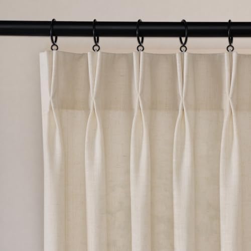 StangH Natural Pinch Pleated Linen Privacy Curtains 108 inches, 2