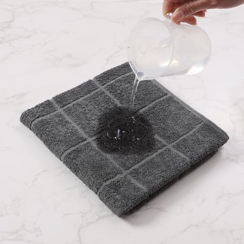 Glynniss Kitchen Grey Kitchen Towels Pack of 6 and Dish Cloths Pack of