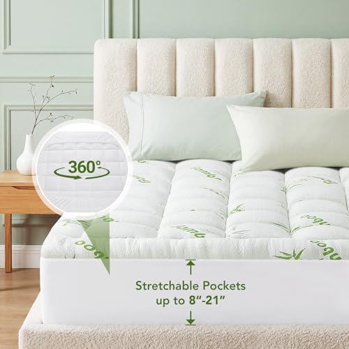 Queen Size Mattress Topper Viscose Made from Bamboo, Extra Thick