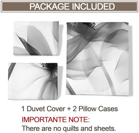 Gray Floral Bedding Set Modern Flowers Comforter Cover Set, European