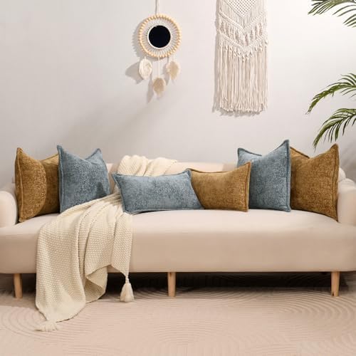 DEZENE Pack of 2 Golden Brown Decorative Throw Pillow Covers 20x20