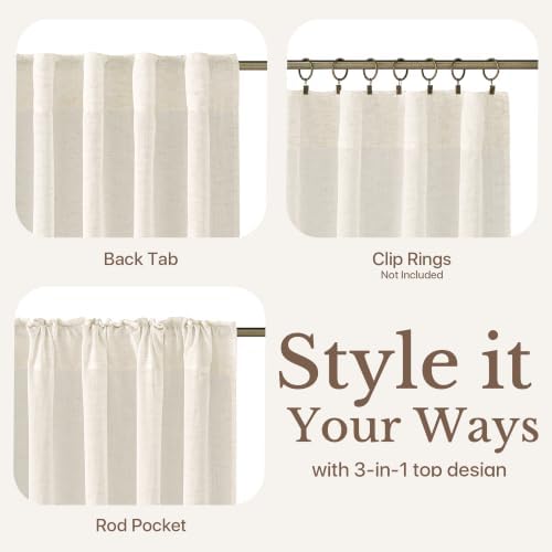 NICETOWN Sheer Linen Curtains 96 Inch Length for Bedroom Living Room 2
