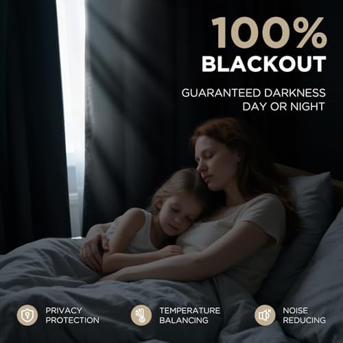 Joydeco 100% Blackout Curtains Velvet Black Out Curtain 120 Inch