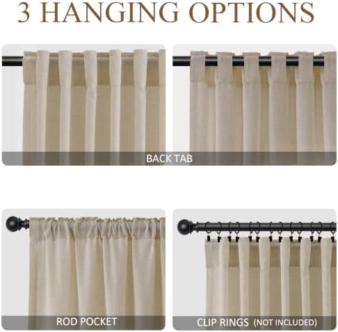 Naturoom Linen Curtains 96 Inch Long 8ft for Living Room Burlywood 2