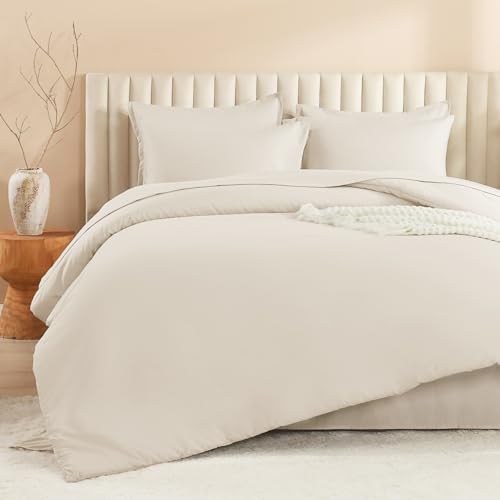 Litanika King Comforter Set with Sheets Beige - 7 Pieces Solid Bed in