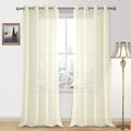 DWCN Ivory Sheer Curtains Linen Look Semi Transparent Voile Grommet