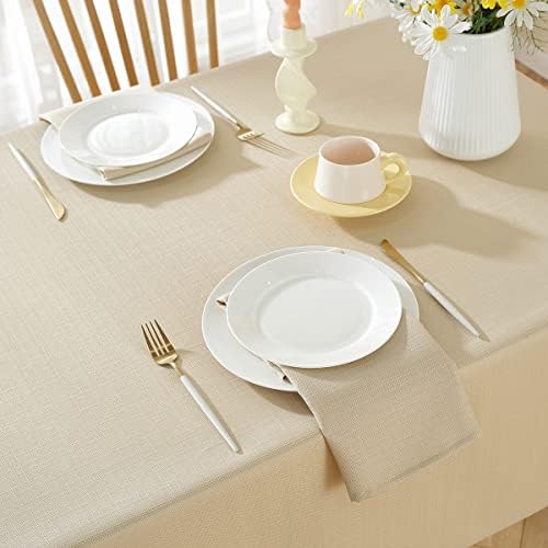 SASTYBALE Beige Textured Tablecloth Rectangle 60 x 102 Inch