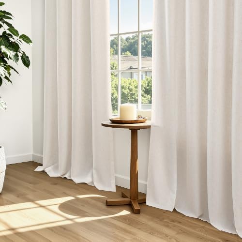 SMABU Extra Long Linen Grommet Curtains 120 Inch Long for Living Room