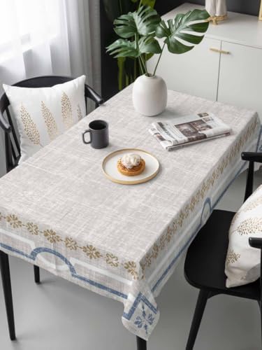 Soft Grey Double Lines Rectangle Tablecloth 60 x 120 Inches Modern