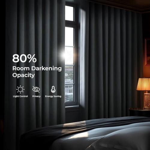 Faux Linen Curtains for Living Room (1 Panel) - 50W X 108L, Heather