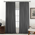 Pinch Pleated Linen Curtains 100% Blackout 108 Inches Long for Bedroom