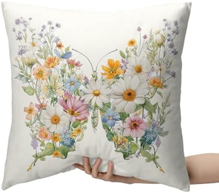 Spring Summer Pillow Cases Butterfly with Daisy Sunflower Pillow
