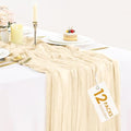 BLUETOP 12 Packs Beige Cheesecloth Table Runner, Boho Gauze Cream