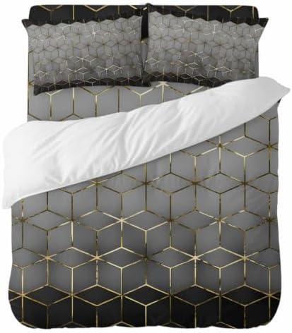 4 Piece Duvet Cover Set for Queen Size Bed,Gray Mottled Gradient