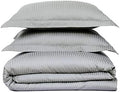 LinenEra 5 Piece King Stripe Duvet Cover Set Cotton Grey Stripe Duvet