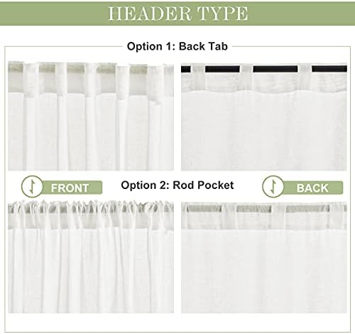 PONY DANCE Natural Linen Curtains, 52 Wide x 108 Long, Ivory, Set of 2