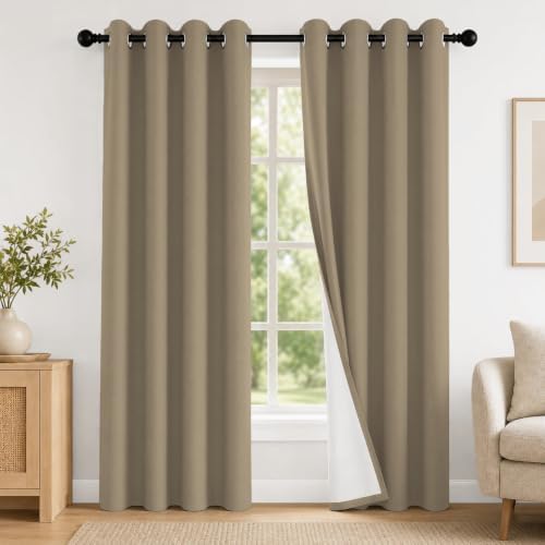 2 Panels 100% Blackout Curtains, Midweight Grommet Drapes
