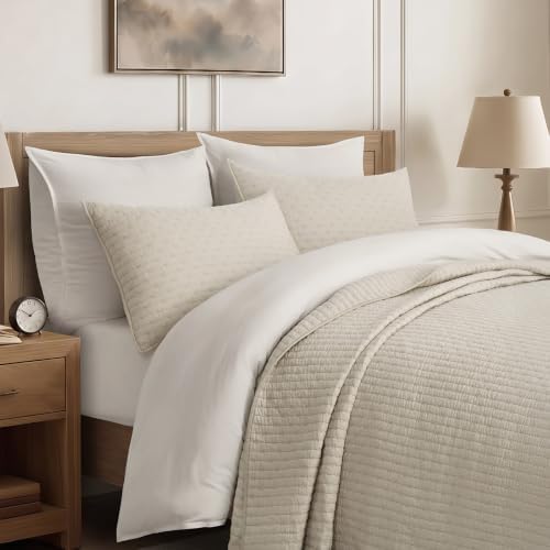 EVERGRACE Cross Stitch Pre-Washed Cotton Quilt Bedding Set King Size