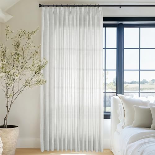 2 Panels Light Filtering Pinch Pleated Curtains, 108 Inches Long