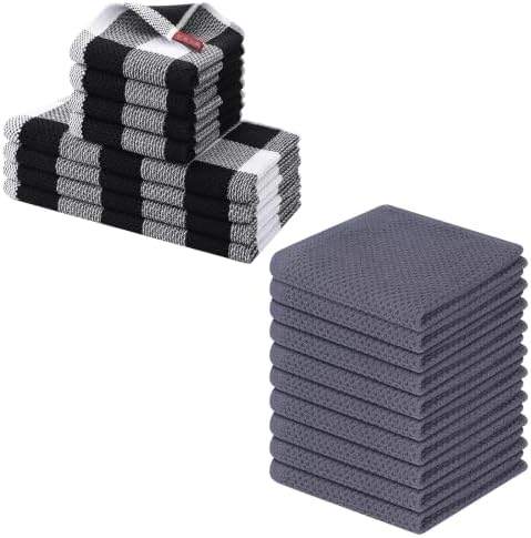 Homaxy Kitchen Towels and Dishcloths Set(12" x 12"& 13" x 28", 8 Pack)
