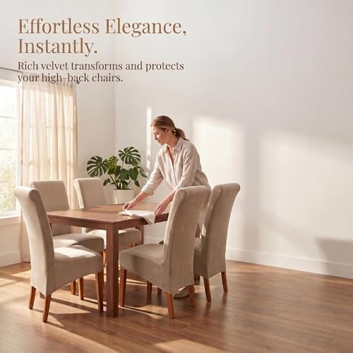 Stretch XL/Oversized Extra Large Velvet Dining Room Chair Covers for