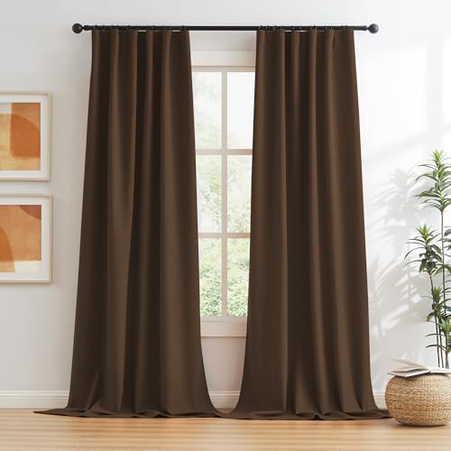 KEQIAOSUOCAI Full Blackout Curtains Faux Linen Poyester Fabric Back