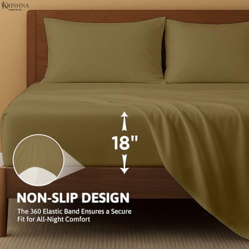 KRISHNA Full Giza Egyptian Cotton 4 Piece Sheet Set, 100% Long Staple