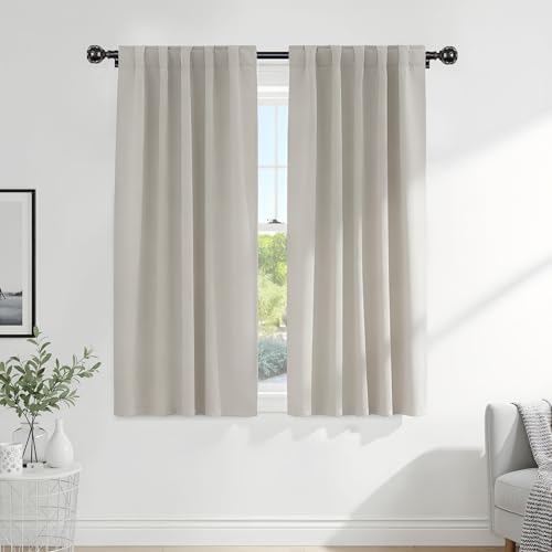 PONY DANCE Rod Pocket and Back Tab Blackout Curtains for Bedroom