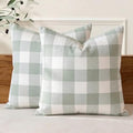 Sage Green Buffalo Check Plaid Outdoor Throw Pillow Cover 18x18 Set of