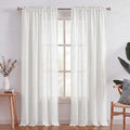 Turquoize White Linen Curtains 96 Inches Long Semi Sheer Curtains