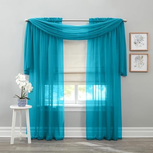 BrylaneHome Bh Studio Sheer Voile Rod-Pocket Panels, Set of 2