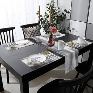 Emvency Table Runner and Placemats Set of 6, Abstract Gray Grey
