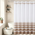 GASIYU Modern Taupe and White Waterproof Stripe Fabric Shower Curtain