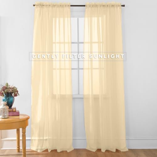 Elegant Comfort 2-Piece Sheer Panel with 2inch Rod Pocket - Window
