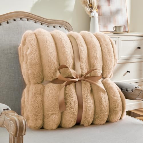 BEDELITE Faux Fur Throw Blanket for Couch, 770GSM, 60" x 80", Brown