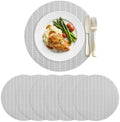 Neutral White Spot Faux Leather Placemats Set of 6, 15in, Waterproof