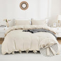 annadaif Beige Duvet Cover King Size, 3 Pieces Duvet Cover Set
