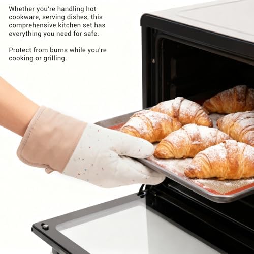 ciciglow Oven Mitts Pot Holders Set, 2pcs Non Slip Silicone Kitchen