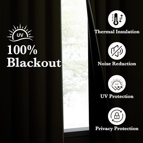 NICETOWN 100% Blackout Muted Beige Curtains 84 inches Long, Grommet